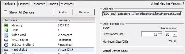 Edit Settings on the VM