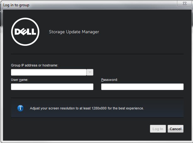 Dell Storage Update Manager Login