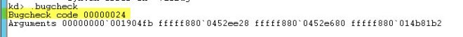 Bugcheck command