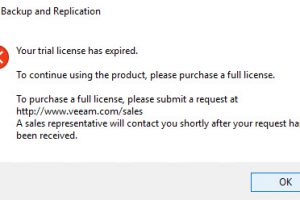 Veeam License Expired Error Message